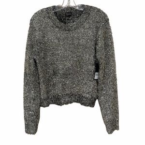 Free Press Metallic Gold Eyelash Sweater Size Large New With Tags